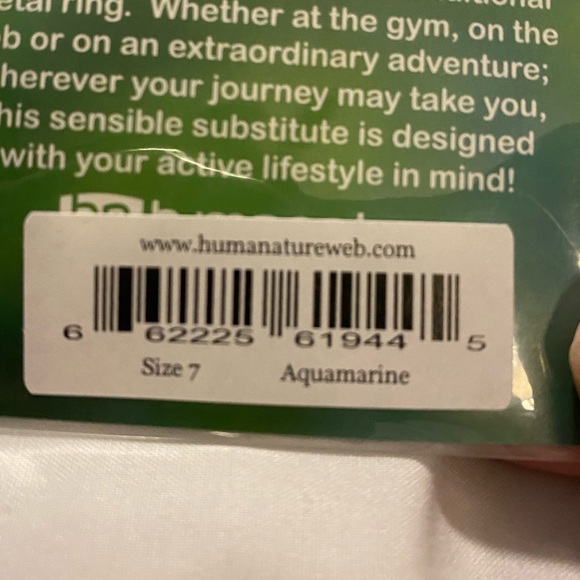 Humanature Silicone ring, Size 7 Aquamarine NWT in package - Picture 3 of 3